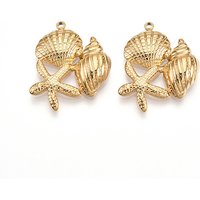 Pendentifs en Acier Inoxydable 304, Charms Étoile de Mer, Coquillage et Conque, Plaqué Or 18K — Breloques et pendentifs