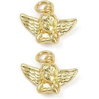 Charmants Anges en Laiton avec Anneau, Plaqué Or 18K — Breloques et pendentifs