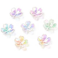 Transparent Acrylic Flower Bead Caps, AB Color, Sakura