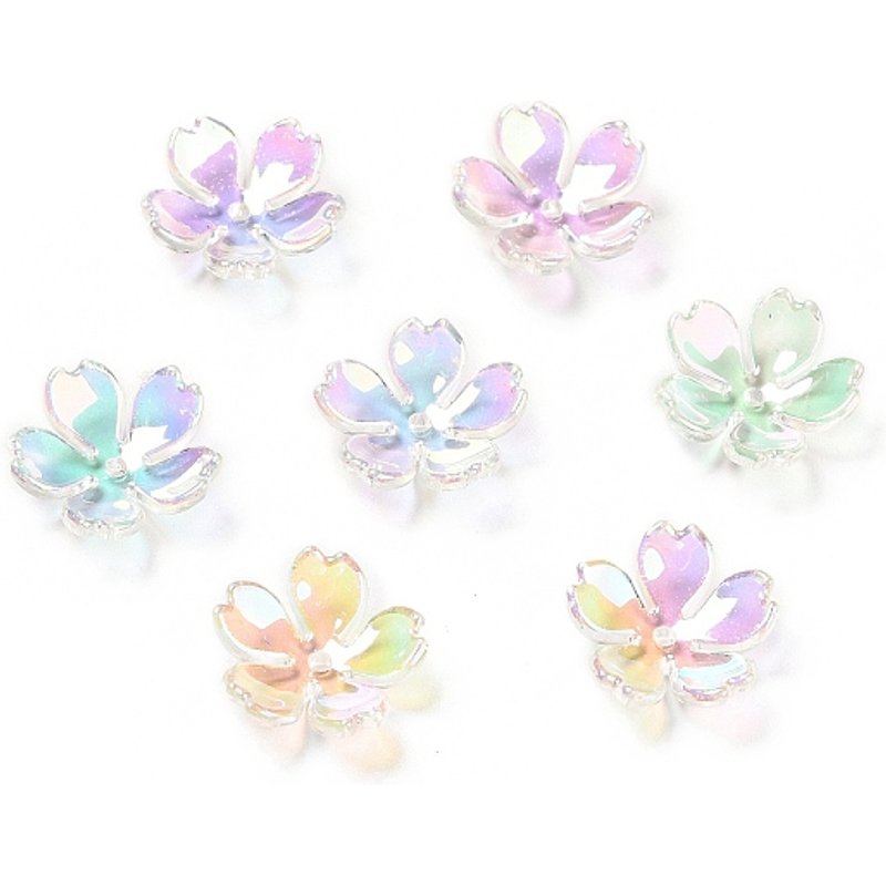 Transparent Acrylic Flower Bead Caps, AB Color, Sakura — Jewelry Beads