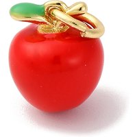 Brass Enamel Apple Charm with Jump Ring, 18K Gold Plated — Charms & Pendants