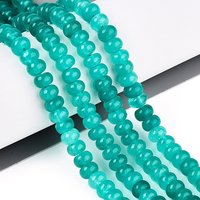 Brins de perles de jade blanc teinté, rondelle, vert mer léger — Perles à bijoux