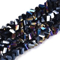 Brins de perles en verre opaque électroplaqué, triangle, noir, facetté — Perles à bijoux