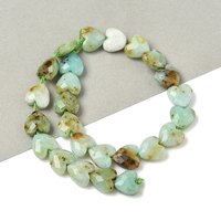 Fils de perles en opale verte naturelle en forme de cœur, facettées, 25pcs