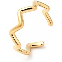 Ion Plating 304 Stainless Steel Wave Open Cuff Ring for Women — Costume Jewelry