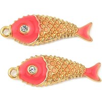 Pendentif Poisson en Acier Inoxydable 304 avec Émail et Strass — Breloques et pendentifs