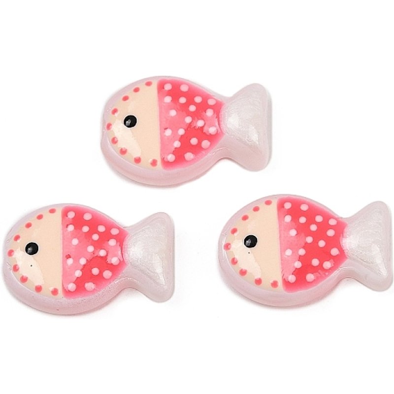 Perles en verre soufflé à la main, Poisson, avec émail, cerise, 20x13x5.5mm — Perles à bijoux