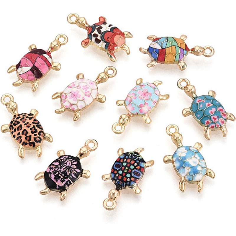 Charms en Émail Alliage Tortue en Or Clair et Couleurs Mélangées — Breloques et pendentifs