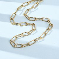 Collier en Chaîne Texturée en Acier Inoxydable 304, Plaqué Or 18K — Collier pendentif