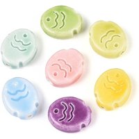 Handmade Porcelain Ceramic Fish Beads, Mixed Colors, 17x14x5.5mm — Jewelry Beads