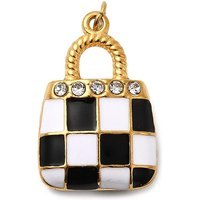 304 Stainless Steel Enamel Handbag Pendant with Rhinestone