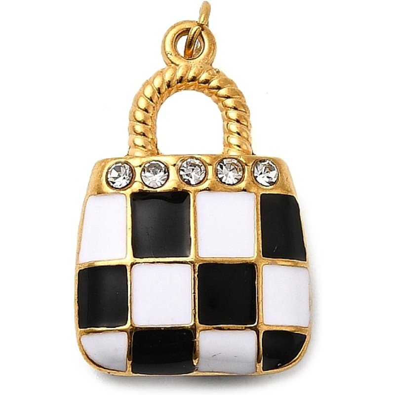 Pendentif en Acier Inoxydable 304 avec Émail et Strass — Breloques et pendentifs