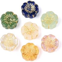Perles en Verre Transparentes en Forme de Fleur avec Enlacement Métallique Doré — Perles à bijoux