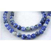 Perles de Gemmes en Jaspe Bleu Tacheté Naturel, 4mm, 87pcs/fil