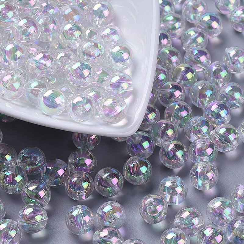 Eco-Friendly Transparent Acrylic Round Beads, AB Color, 10mm — Jewelry Beads