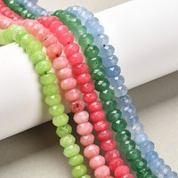 Perles de Gemmes en Jade Blanc Naturel, Rondelle Facettée Teinte, 77 pcs — Perles à bijoux