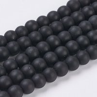 Black Stone Beads Strands, Round Frosted, 6mm, 14.5-15 Inch — Jewelry Beads