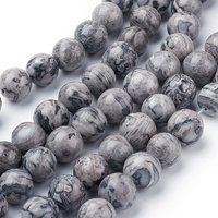 Fils de perles en jaspe Picasso naturel, ronds, 10mm, 15 pouces — Perles à bijoux
