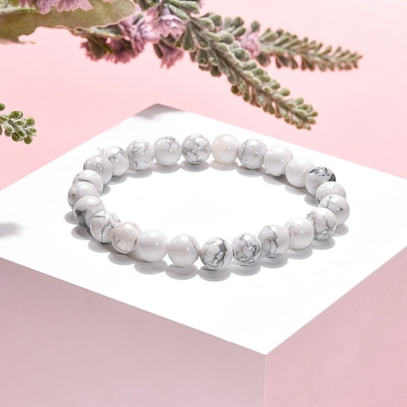 Bracelet Élastique en Pierre Naturelle avec Howlite, Blanc, 52mm — Bracelet Femme