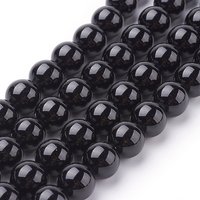 Brins de Perles de Tourmaline Naturelle, Rondes, Noires, 10mm, 19pcs — Perles à bijoux