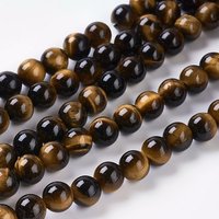 Brins de perles en œil de tigre naturel, ronds, 6mm, trou de 1mm, 31pcs — Perles à bijoux