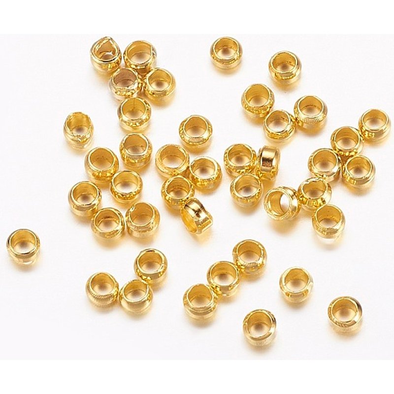 Perles à sertir en laiton, Rondelle, Dorées, 2,5mm de diamètre — Perles à bijoux