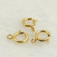 Fermoirs à ressort en laiton, plaqué or 14K, diamètre de 6 mm