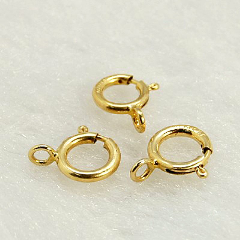 Brass Spring Ring Clasps, 14K Gold Filled, 6mm Diameter — Jewelry Findings