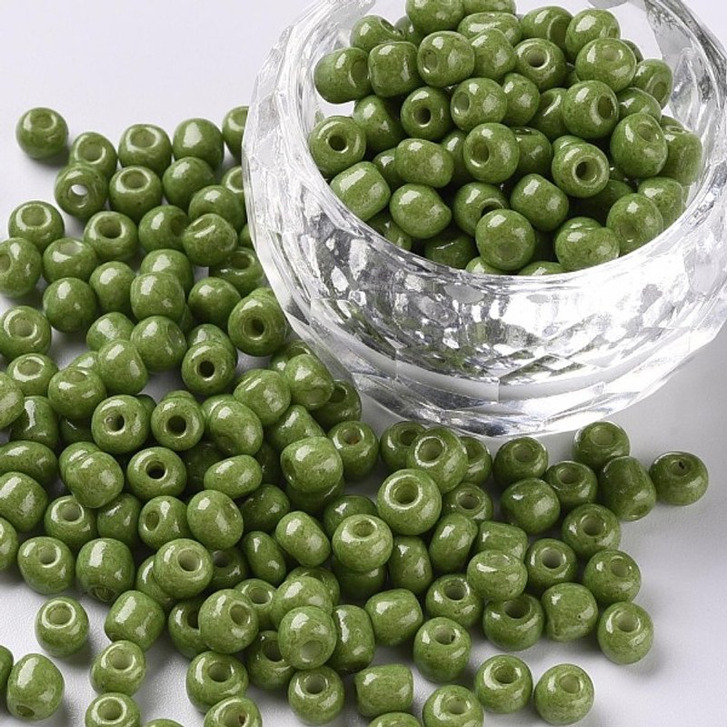 Perles en Verre K9 Baking Paint, Olive Drab, 6/0, 4500pcs/sac — Perles à bijoux