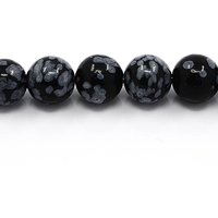 Fils de perles d'obsidienne flocon de neige naturelles, rondes, 4mm