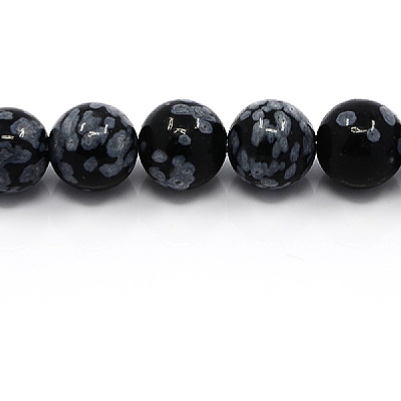 Fils de perles d'obsidienne flocon de neige naturelles, rondes, 4mm — Perles à bijoux