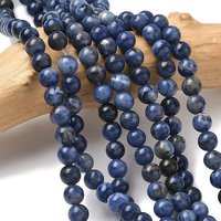 Brins de perles de sodalite naturelle, rondes, 6.5mm, 28-29pcs/brin — Perles à bijoux