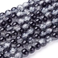 Spray Painted Crackle Glass Beads Strands, Round, Two Tone, Black — Jewelry Beads