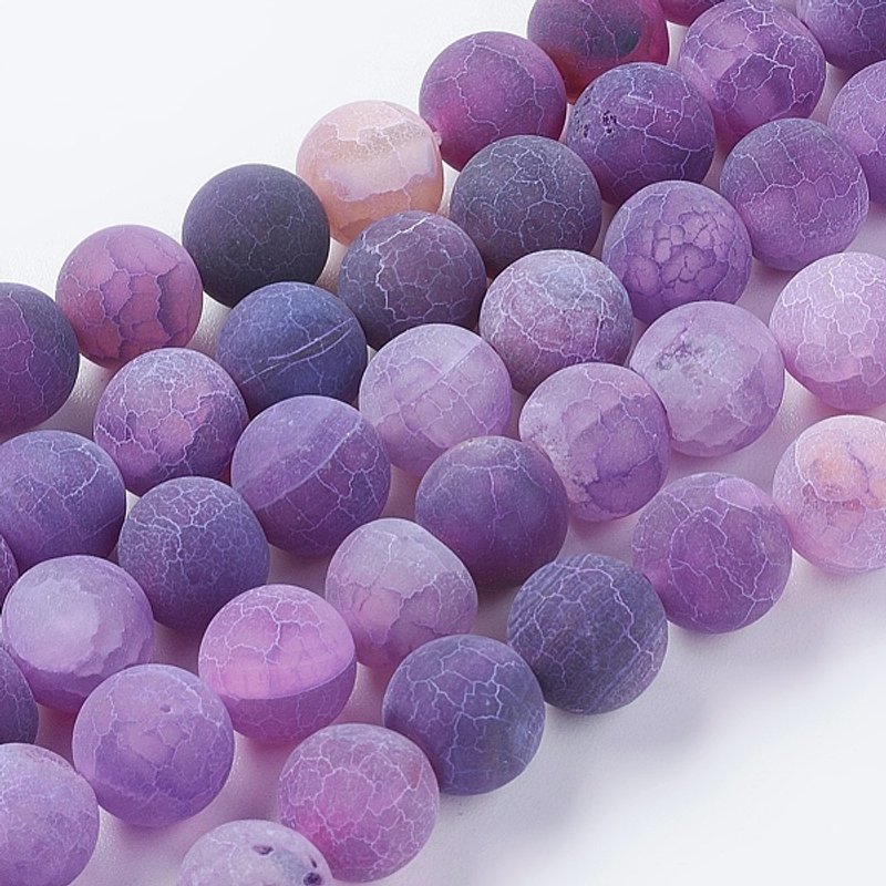 Natural Weathered Agate Beads Strands, Dyed, Round, Dark Violet — Jewelry Beads