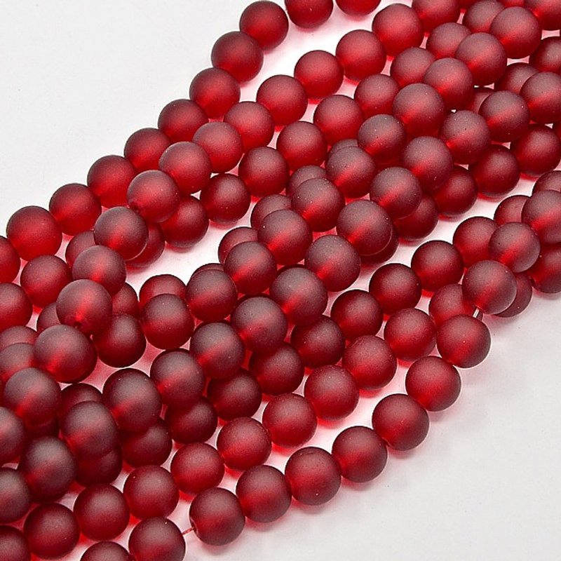 Frosted Dark Red Glass Bead Strands, Round, 6mm, 140pcs — Jewelry Beads