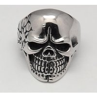 Halloween Skull Rings for Men, 304 Stainless Steel, Antique Silver