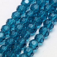 Faceted Round Glass Beads Strands in Steel Blue, 6mm, 19.49-20.08 inch