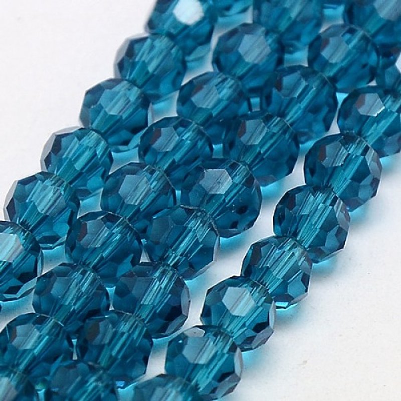 Brins de Perles en Verre Facettées Rondes en Bleu Acier, 6mm, 19.49-20.08 pouces — Perles à bijoux