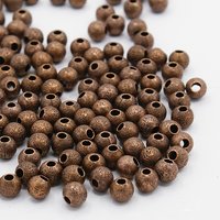 Perles Texturées Rondes en Cuivre Rouge de 6MM, Sans Nickel — Perles à bijoux
