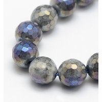 Electroplate Natural Labradorite Beads Strands, Round, 8mm — Jewelry Beads