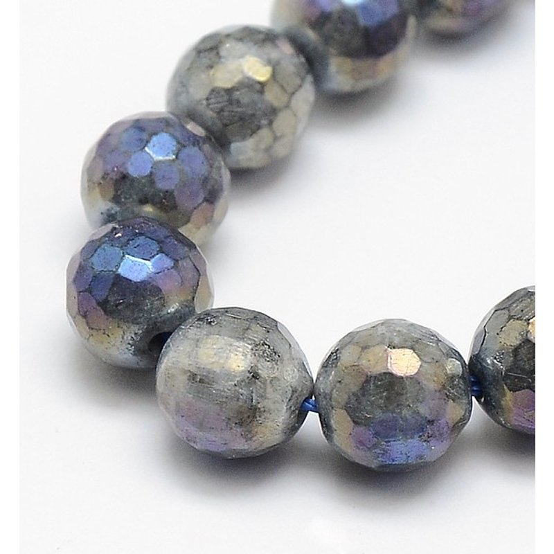 Brins de Perles en Labradorite Naturelle Électroplaquée, Ronds, 8mm — Perles à bijoux