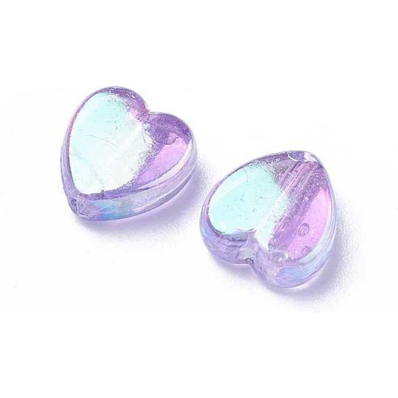 Perles en acrylique en forme de cœur Plum AB - 8mm de diamètre — Perles à bijoux