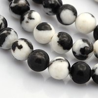 Round Natural Zebra Jasper Gemstone Beads Strands - 8mm, 1mm Hole
