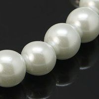 Glass Pearl Beads Strands, Round, White, 4-5mm, 216pcs/strand