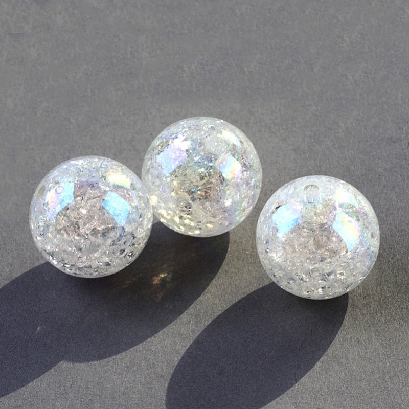 Perles acryliques rondes crackle transparentes AB, clair AB, 20mm — Perles à bijoux