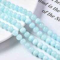 Fil de Perles en Jade Jaune Teinté Naturel, Bleu Ciel Clair, 8mm — Perles à bijoux