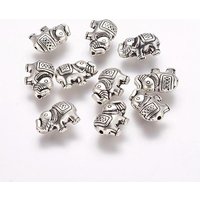 Perles en alliage d'éléphant de style tibétain en argent antique — Perles à bijoux