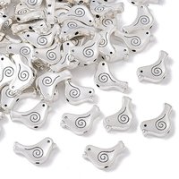 Tibetan Style Alloy Beads, Bird Design, Antique Silver Finish