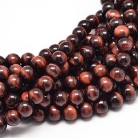 Dyed Natural Red Tiger Eye Round Bead Strands, 8mm, 48pcs/strand