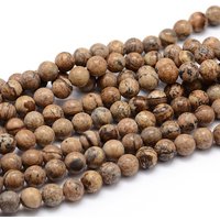 Fils de perles rondes en jaspe pictural naturel, 4mm, 15 pouces — Perles à bijoux